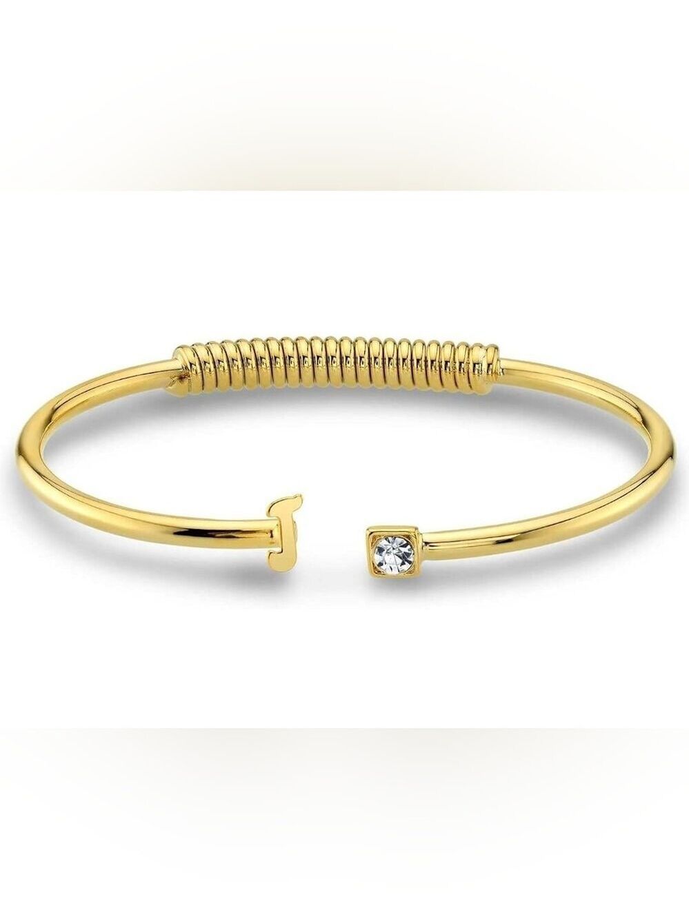 1928 Jewelry 14K Gold-Dipped Initial C-Cuff Bracelet, Letter T